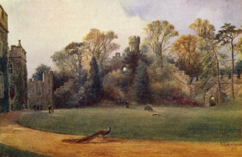 Castillo de Warwick: Monte de Ethelfleda (litografia en color) de William W. Quatremain