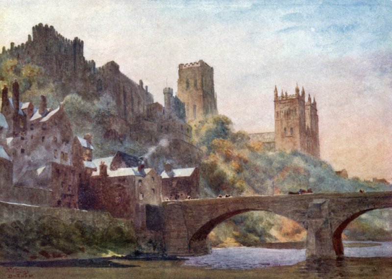 Durham, Framwell Gate Bridge (litografía en color) de William Wiehe Collins