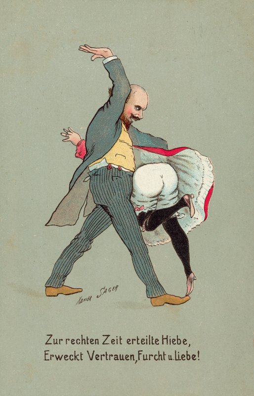 Hombre golpeando a una chica en el trasero de Xavier Sager