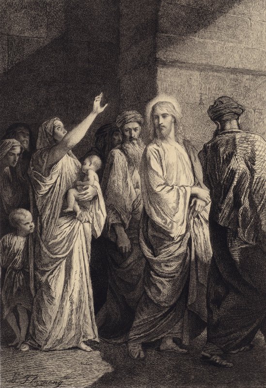 Una mujer glorifica a Jesús de after Albert Robida