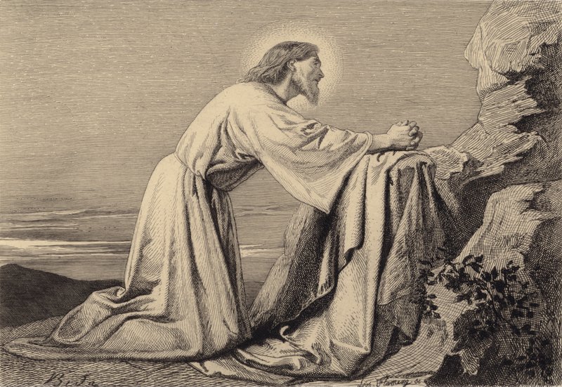 Jesús orando de after Albert Robida