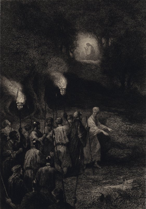Judas traicionando a Jesús de after Albert Robida