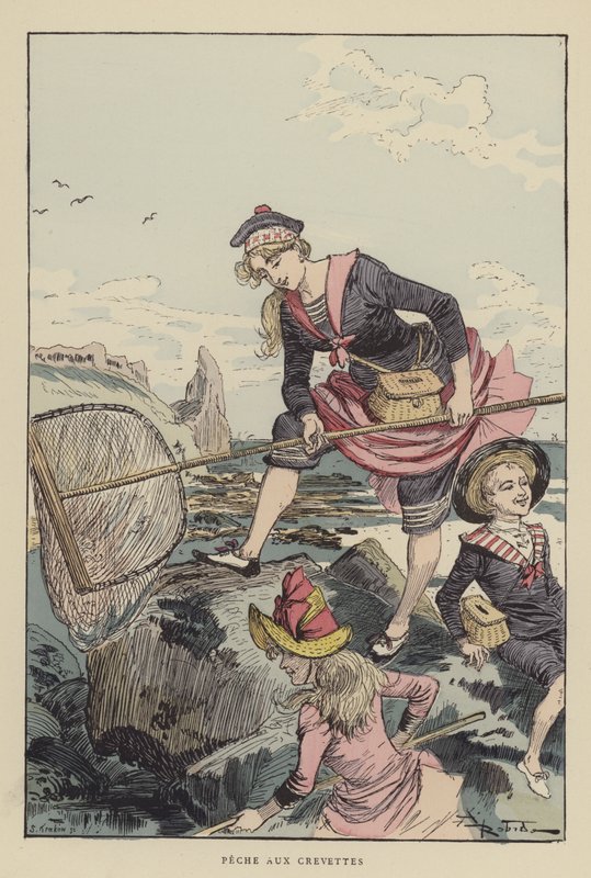 Pesca de camarones de after Albert Robida