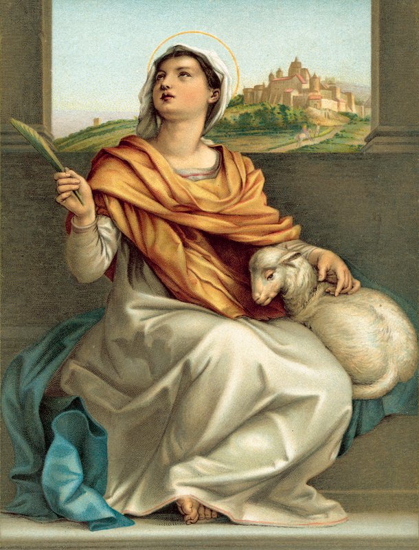 Santa Inés (cromolitografía) de Andrea del (after) Sarto