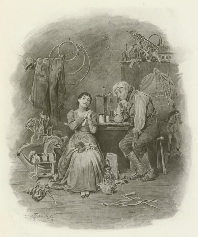 Caleb Plummer y su hija ciega de after Frederick Barnard