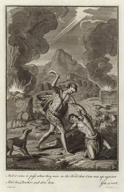Caín matando a Abel de after Gerard Hoet