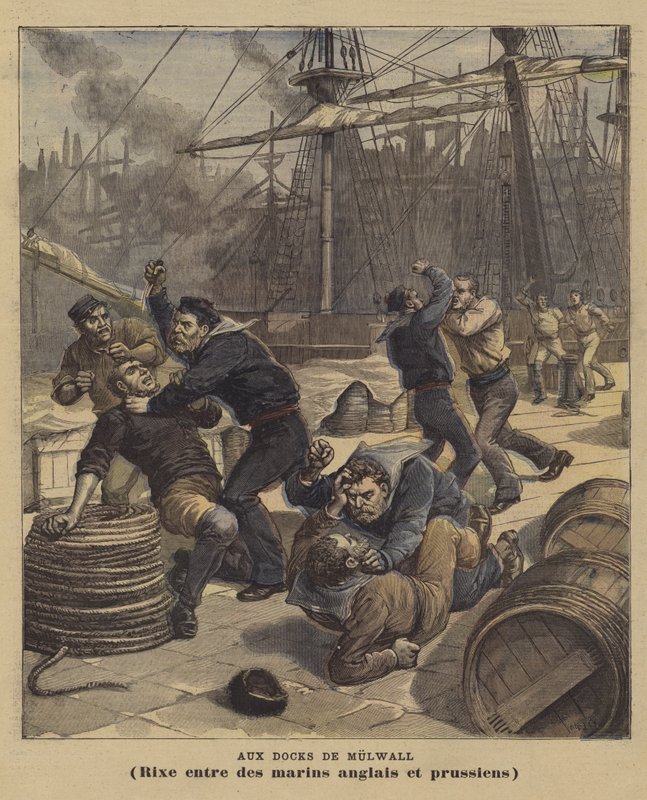 En los muelles de Millwall de after Henri Meyer