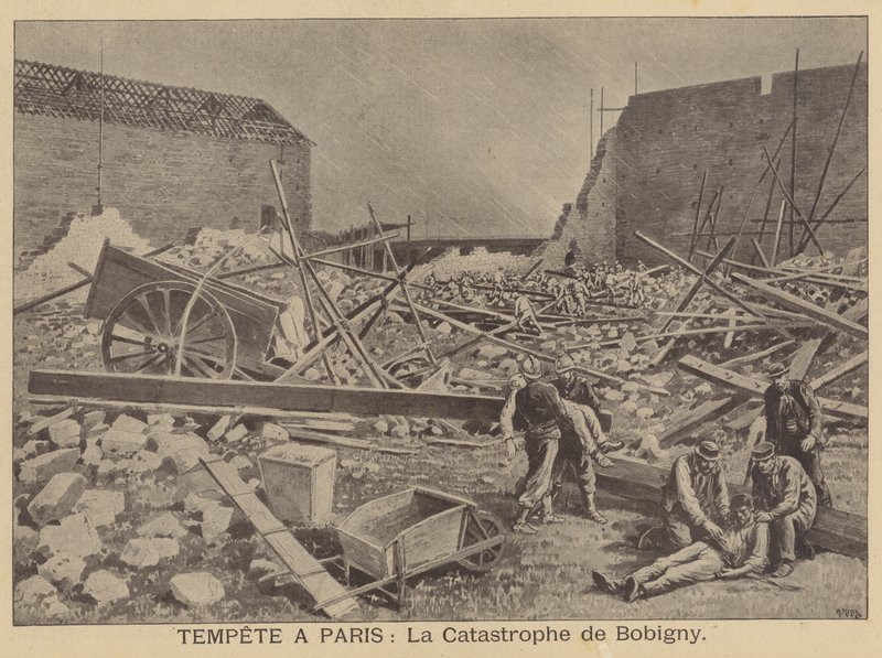 Daños por tormenta en Bobigny, París de after Henri Meyer