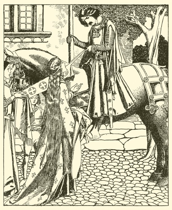 Sir Launcelot y Elouise la Bella de after Howard Pyle