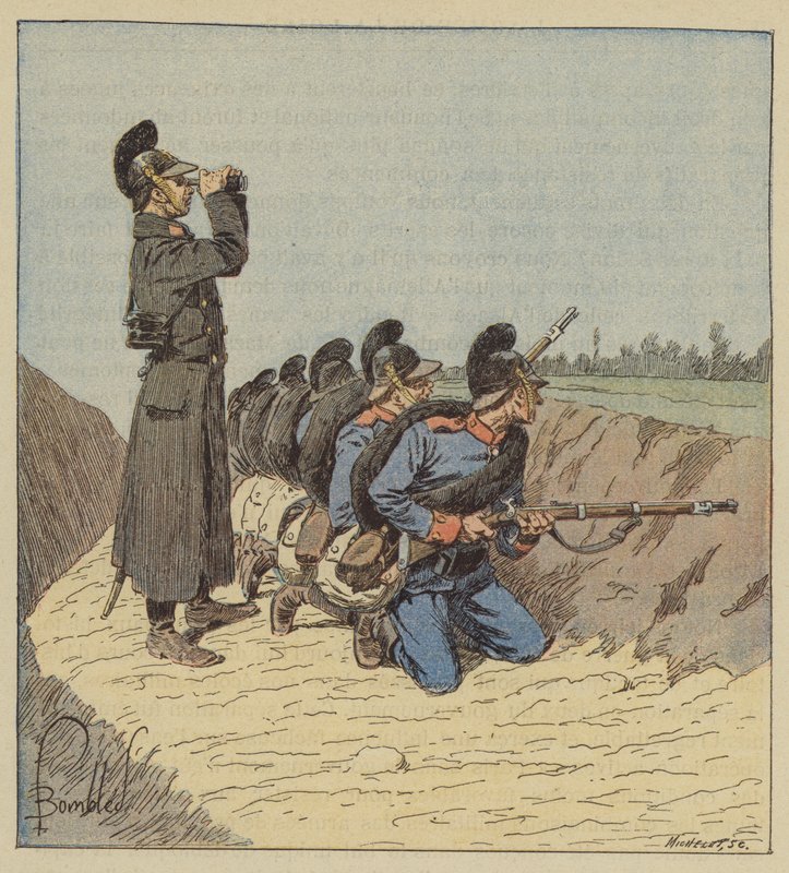 Bávaros en la trinchera de after Louis Charles Bombled