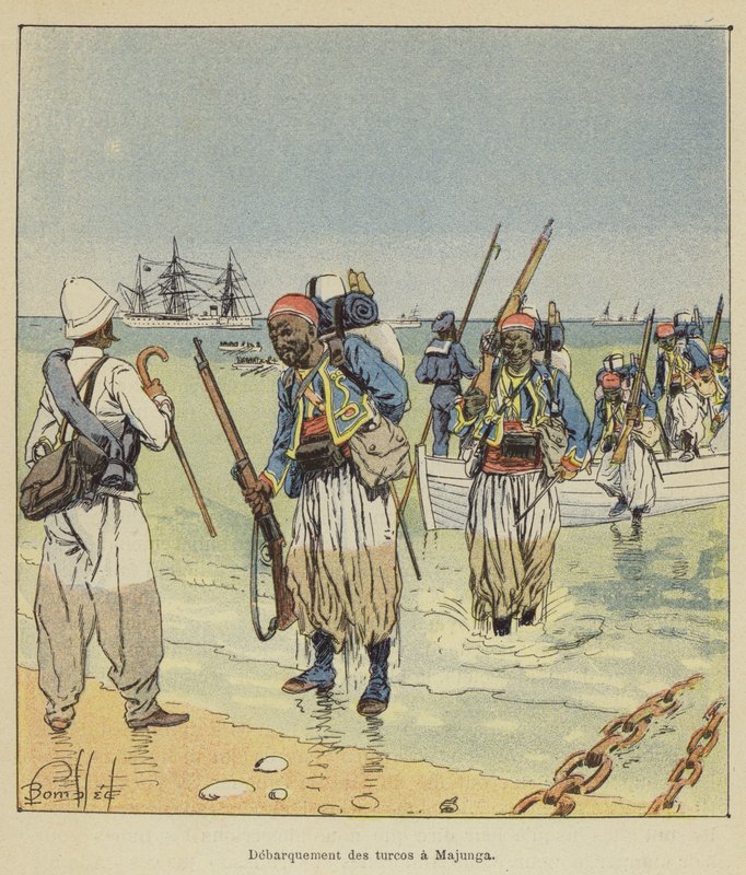 Desembarco de los turcos en Majunga de after Louis Charles Bombled
