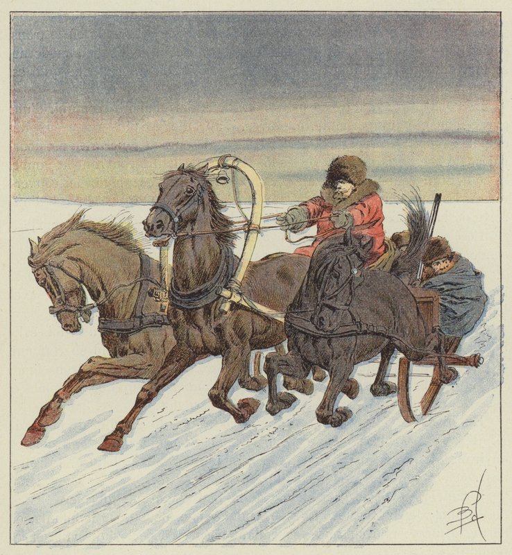 En troika sobre el Baikal de after Louis Charles Bombled