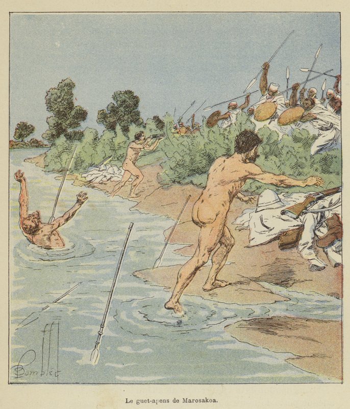 La emboscada de Marosakoa de after Louis Charles Bombled