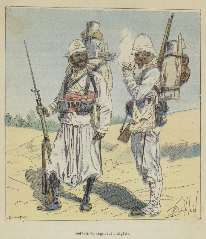 Soldados del regimiento de Argelia de after Louis Charles Bombled